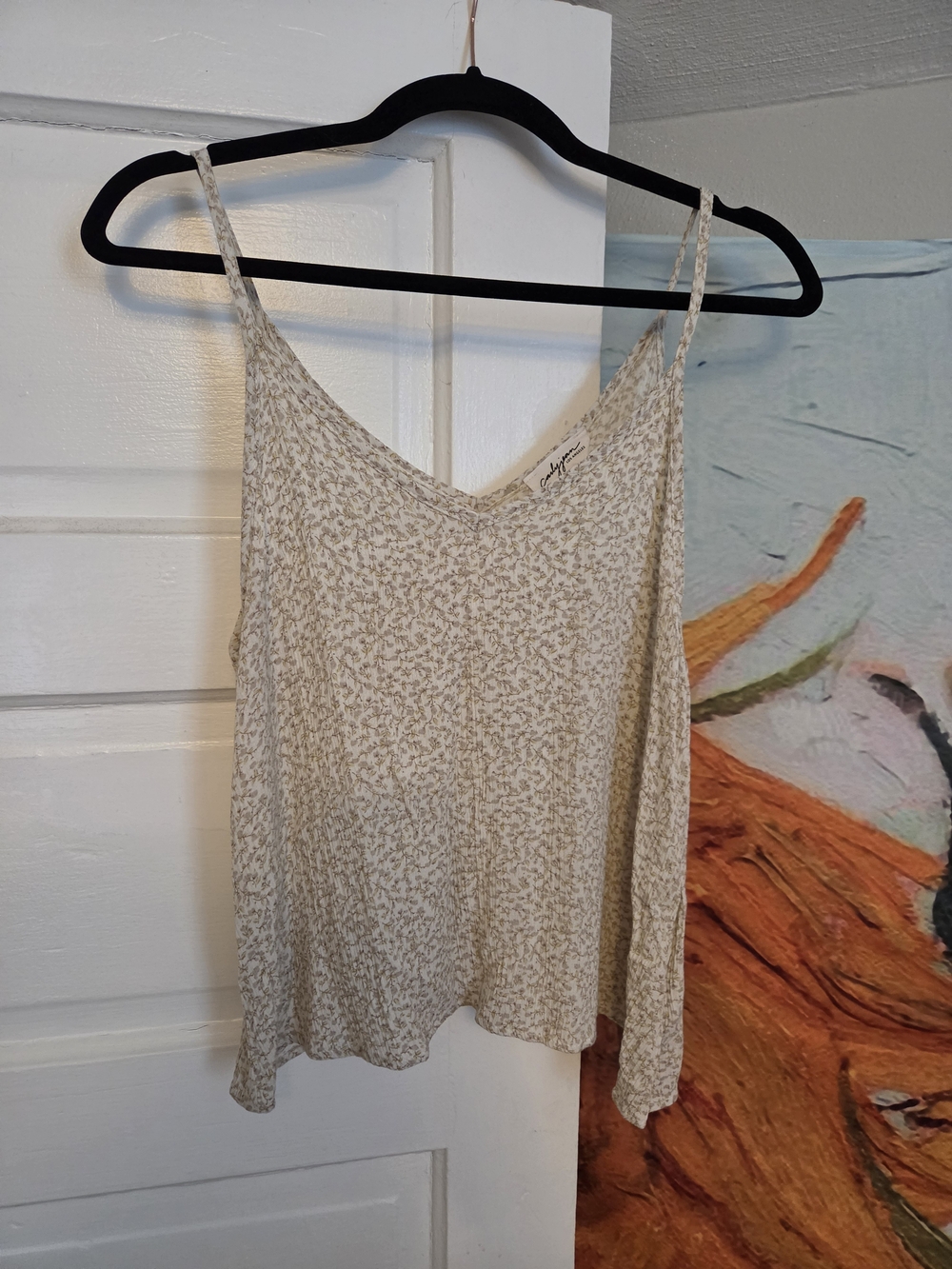 Carly Jean Los Angeles Cream Floral-Print Tank